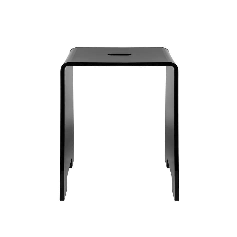 Penelope - Taburet de baie de design din plexiglas negru, fabricat în Italia Viadurini