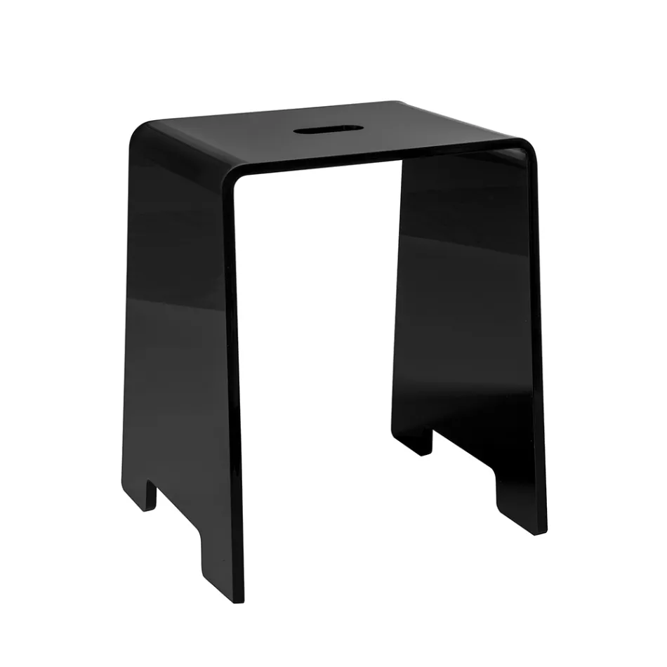Penelope - Taburet de baie de design din plexiglas negru, fabricat în Italia Viadurini