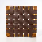 Taburet de baie de designer din tec cu scaun țesut - Yucca Viadurini