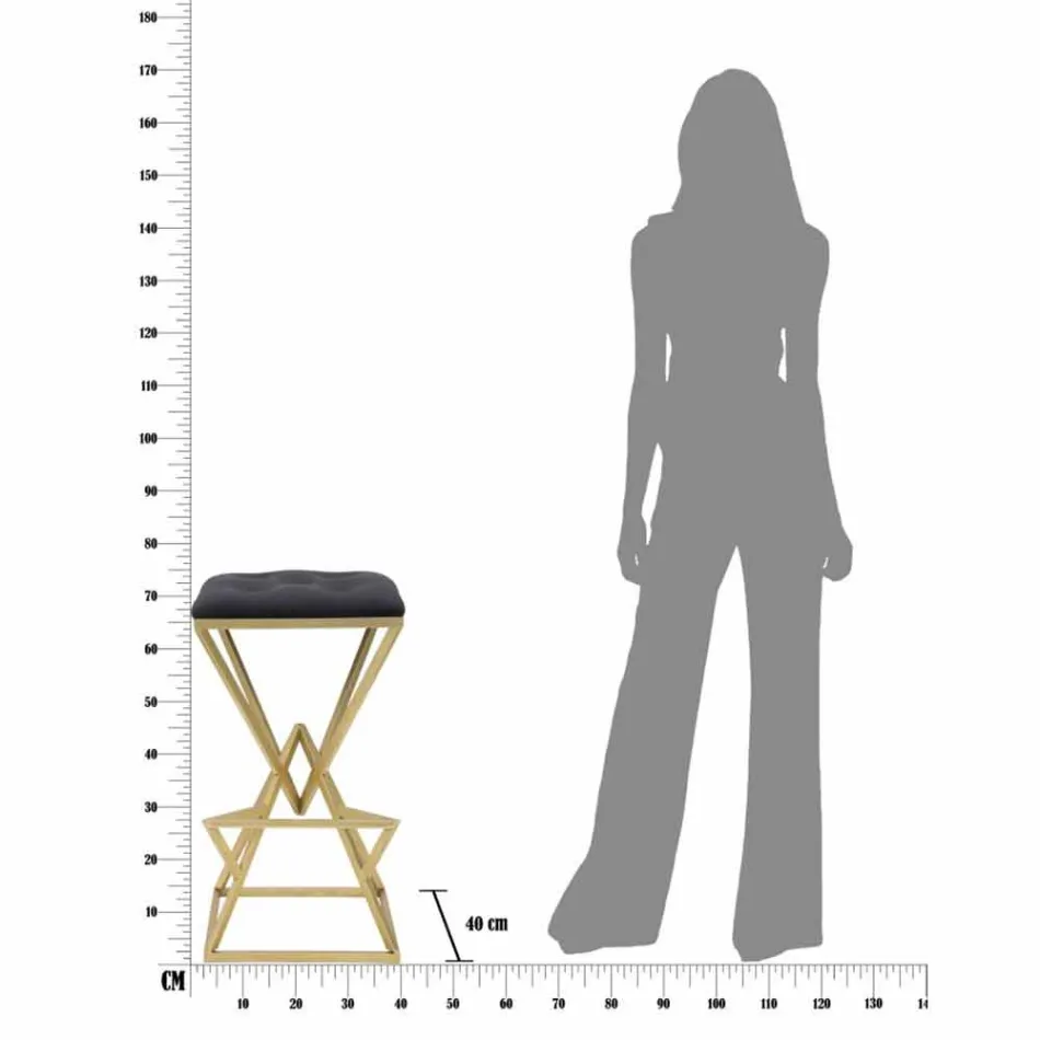 Scaun Bar cu design înalt pătrat din fier și țesătură - Sillie Viadurini