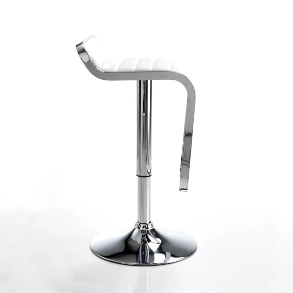 Scaun de bar din Piele Sintetica si Metal - Berchelio Viadurini