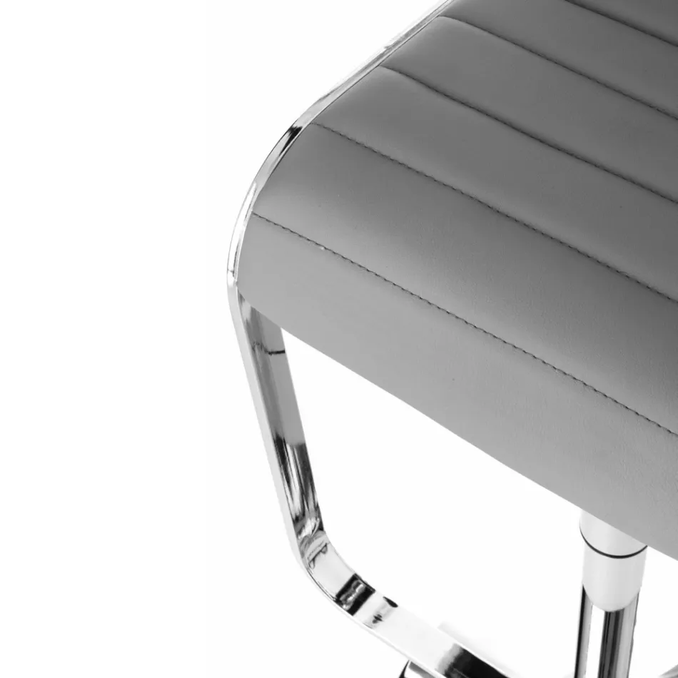 Scaun de bar din Piele Sintetica si Metal - Berchelio Viadurini