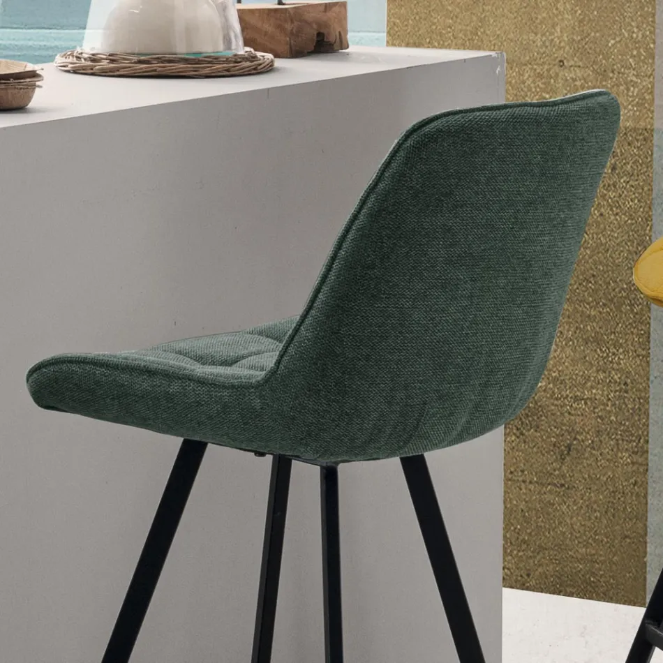 Taburet de Bucatarie Tapitat cu Structura Metalica 2 Bucati - Raggia Viadurini