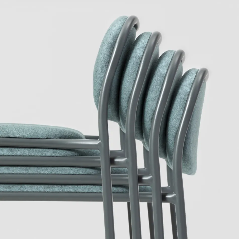 Scaun Bucatarie din Tesatura si Metal Made in Italy 2 Bucati - Sangria Viadurini