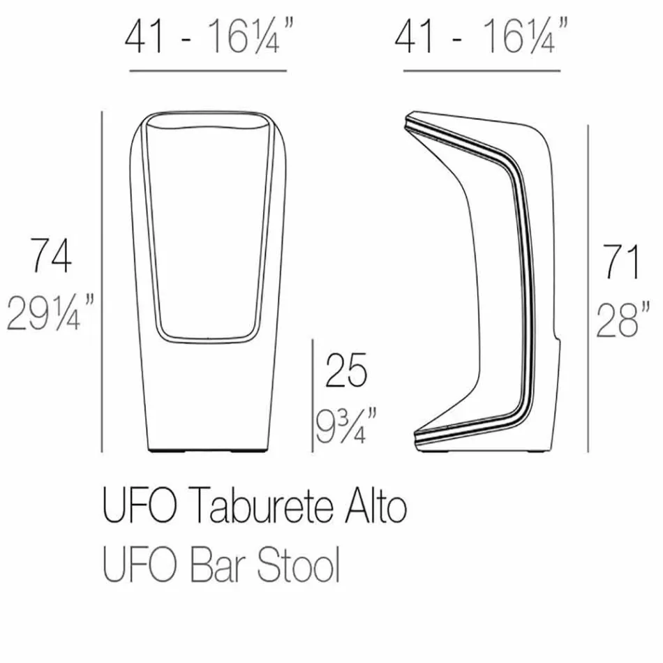 Ufo de scaunul modern Vondom din sticlă de exterior din polietilenă Viadurini