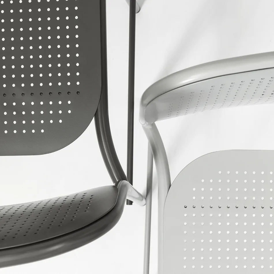 Taburet metalic stivuibil pentru exterior Fabricat in Italia 2 piese - Synergy Viadurini