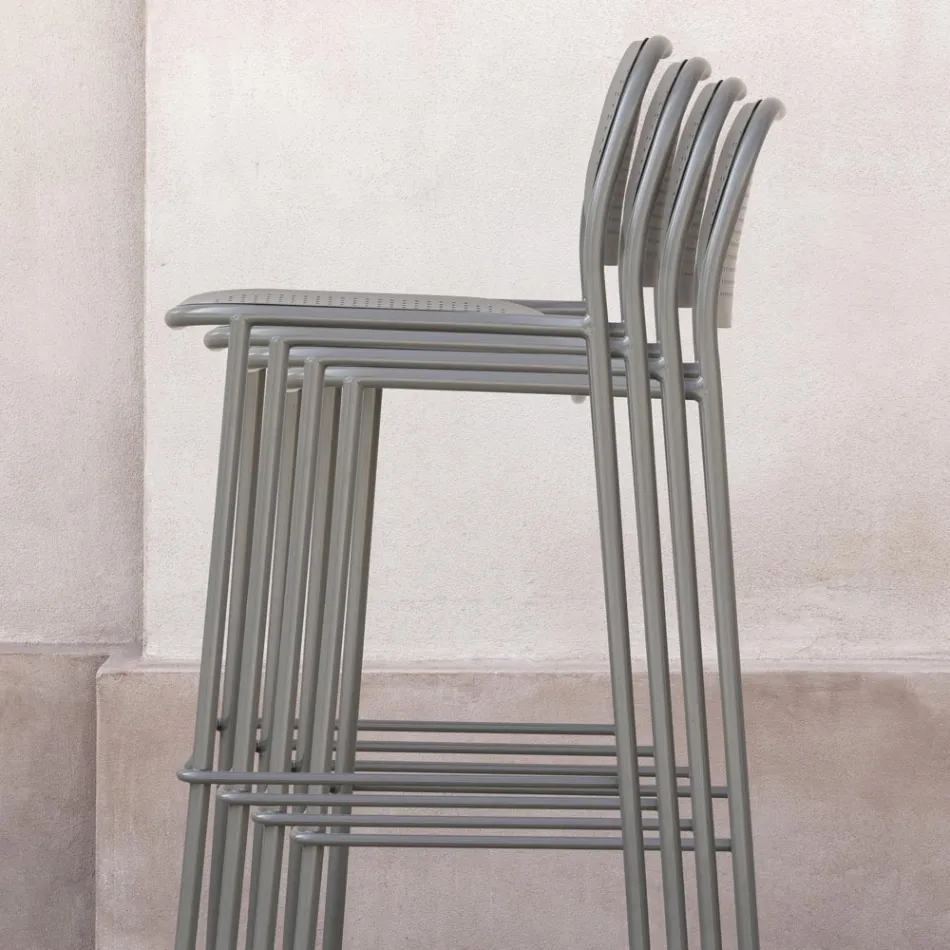 Taburet metalic stivuibil pentru exterior Fabricat in Italia 2 piese - Synergy Viadurini