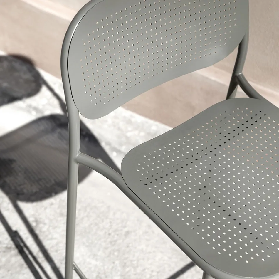 Taburet metalic stivuibil pentru exterior Fabricat in Italia 2 piese - Synergy Viadurini