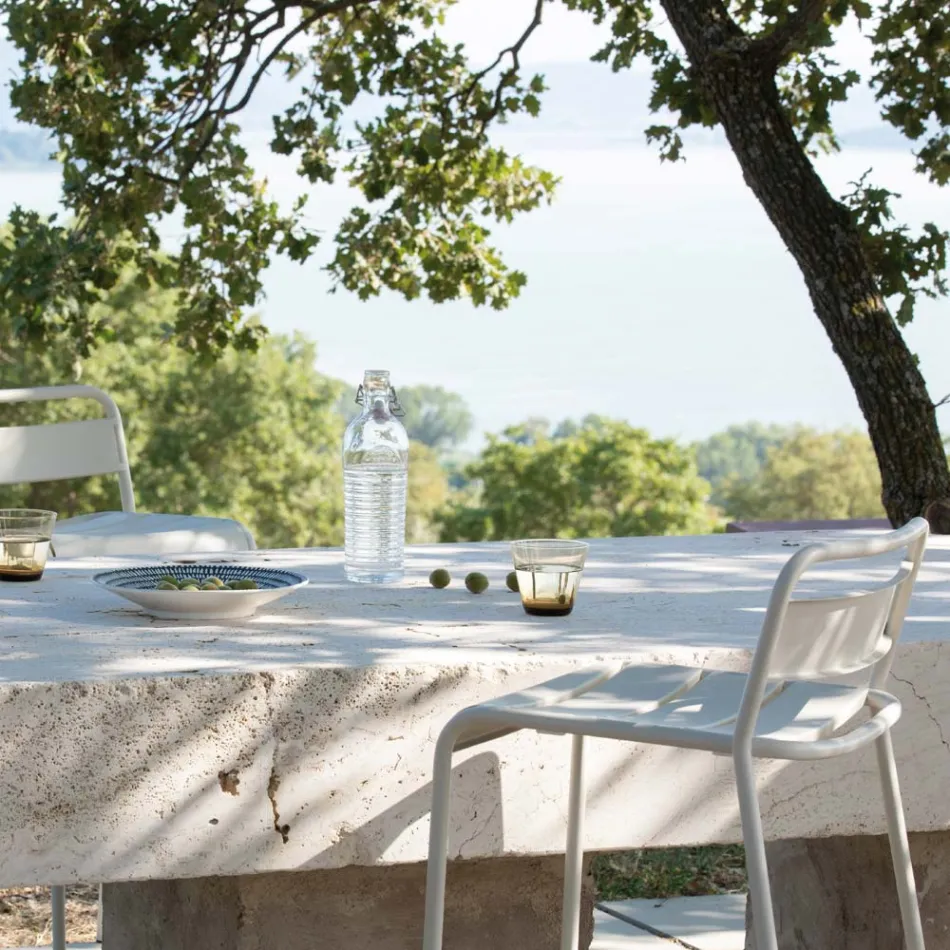 Taburet de exterior stivuibil din metal galvanizat Made in Italy - Amina Viadurini