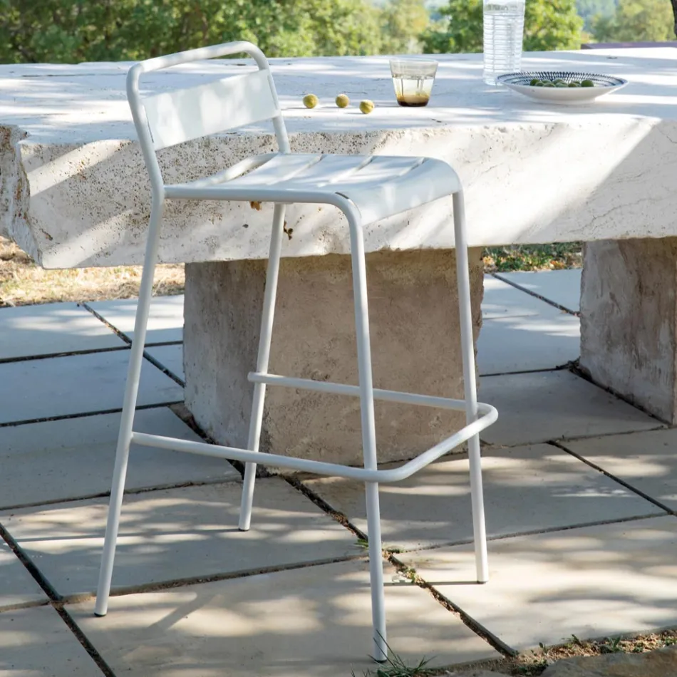 Taburet de exterior stivuibil din metal galvanizat Made in Italy - Amina Viadurini