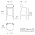 Africa H 95cm scaun modern de exterior de Vondom, din polipropilenă Viadurini