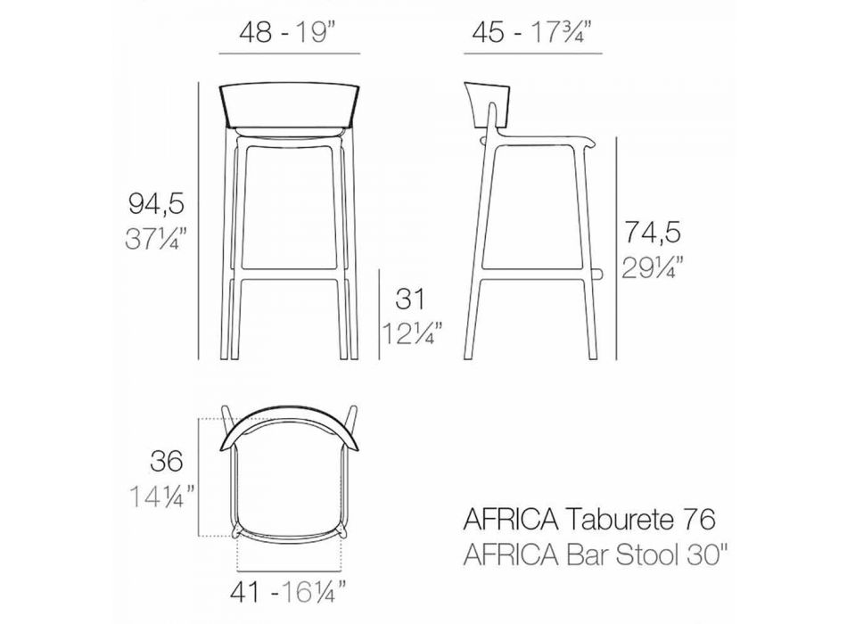 Africa H 95cm scaun modern de exterior de Vondom, din polipropilenă Viadurini