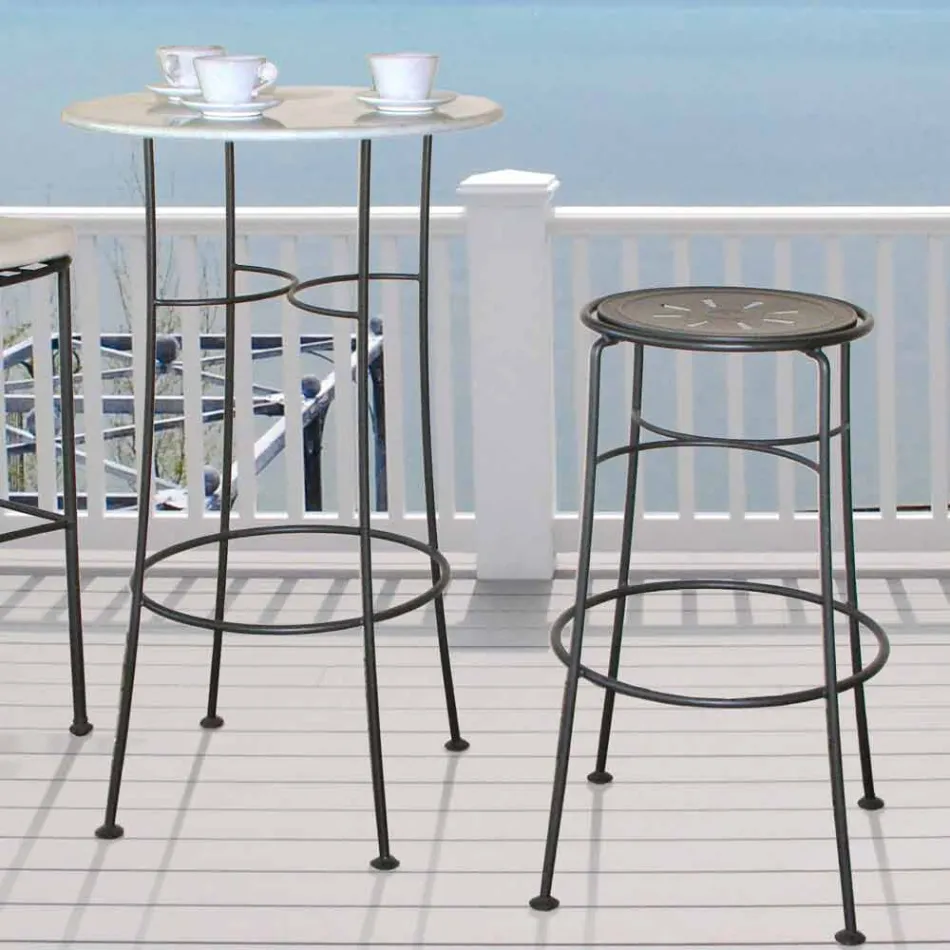 Scaun de grădină din fier, fabricat manual, cu suport pentru picioare Made in Italy - Sireo Viadurini