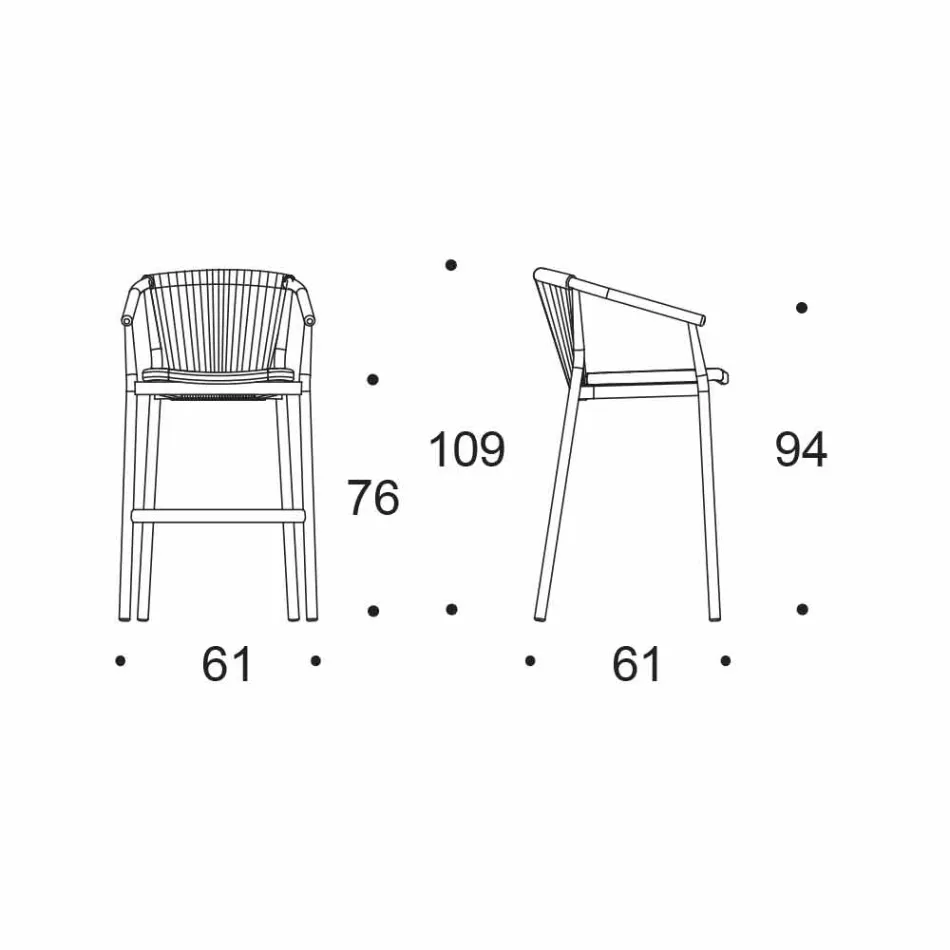 Scaun de grădină stivuibil din aluminiu și țesătură tehnică - inteligent de Varaschin Viadurini