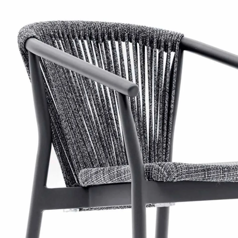 Scaun de grădină stivuibil din aluminiu și țesătură tehnică - inteligent de Varaschin Viadurini