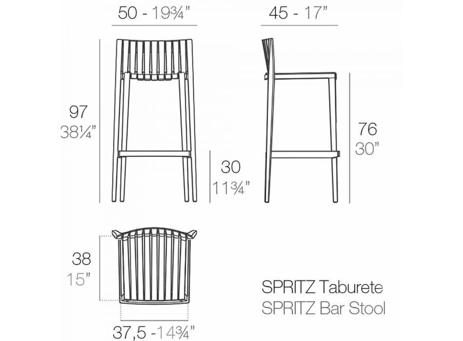 Vondom Spritz scaun gradat H 97 cm din polipropilenă Viadurini