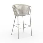 Taburet de grădină din oțel inoxidabil și spătar din frânghie - Luxura Viadurini