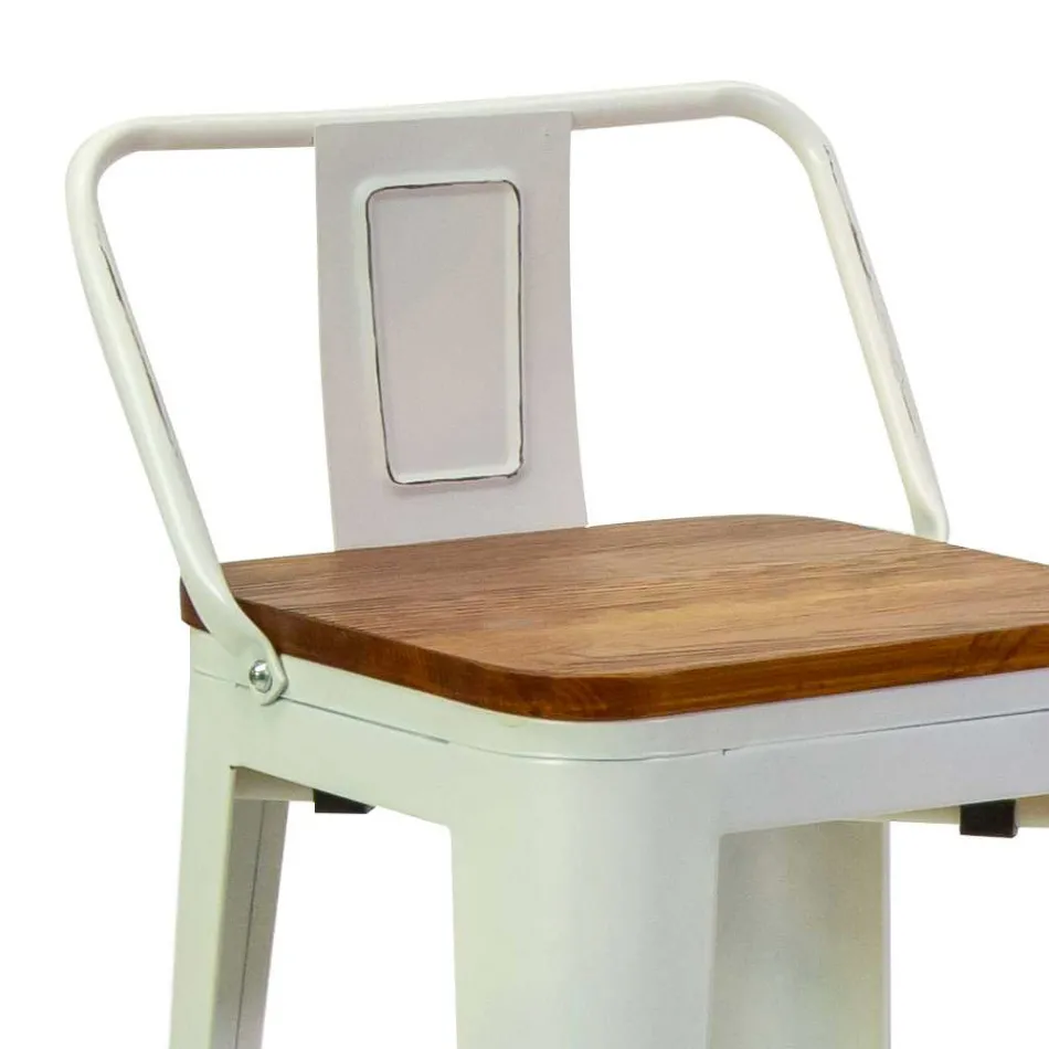 Taburet de interior și exterior din fier și lemn - Papetărie Viadurini