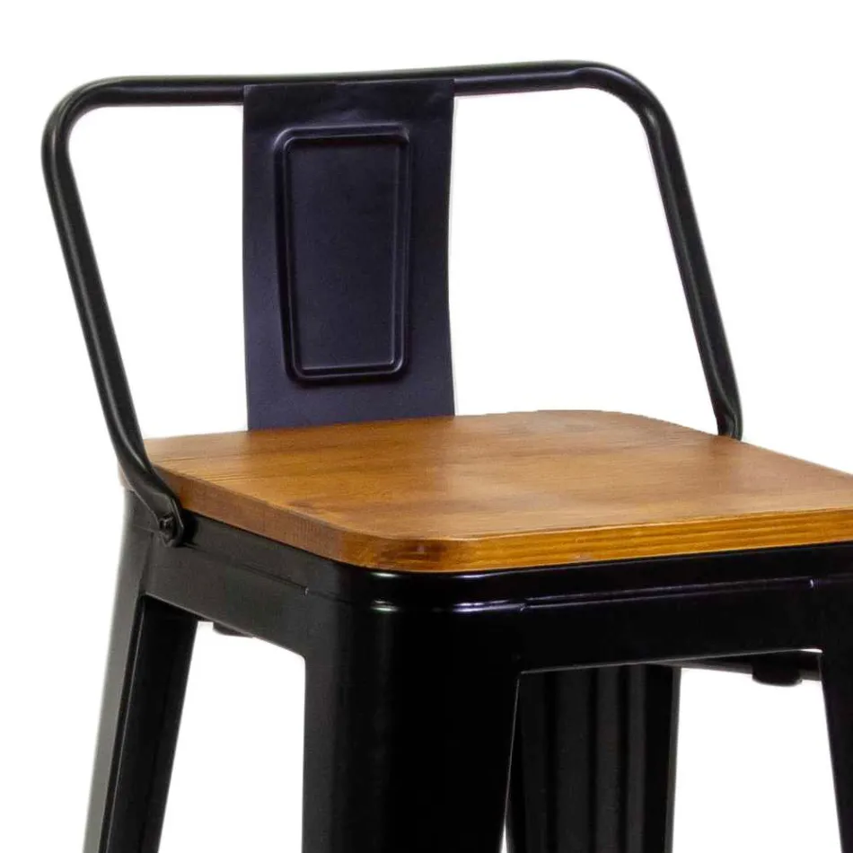 Taburet de interior și exterior din fier și lemn - Papetărie Viadurini