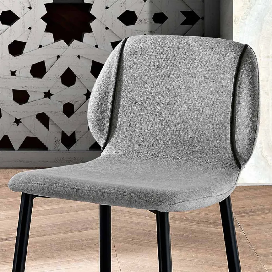 Scaun de living de design din material textil cu chenar si metal antracit - Scarat Viadurini