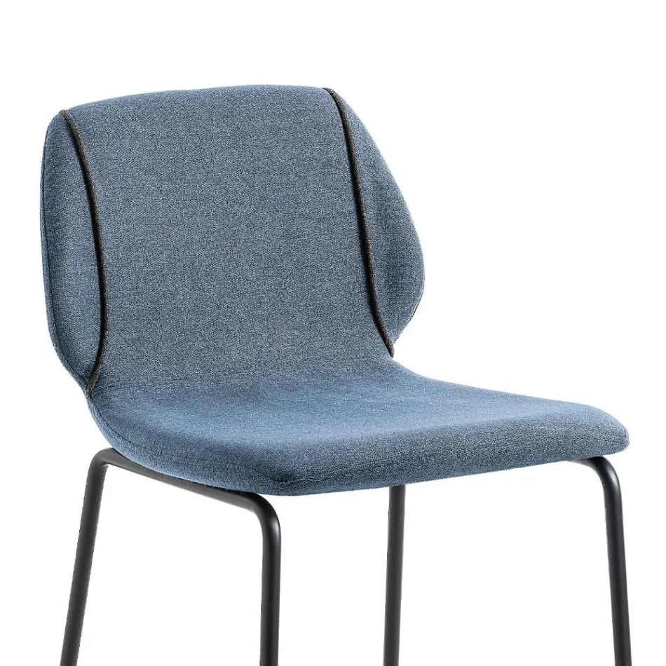 Scaun de sufragerie cu design modern și elegant din material textil cu chenar - Scarat Viadurini