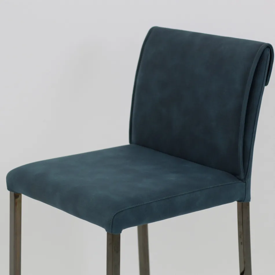 Scaun de living din imitație de piele și structură Nikel Made in Italy - Cleto Viadurini