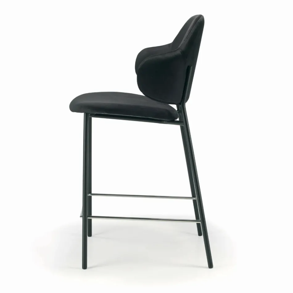 Taburet de Sufragerie Din Otel si Catifea Made in Italy - Rimini Viadurini