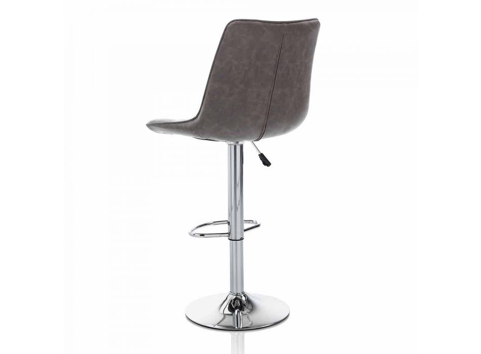 Scaun de design cu scaun din piele și structură cromată, 2 bucăți - Chiotta Viadurini