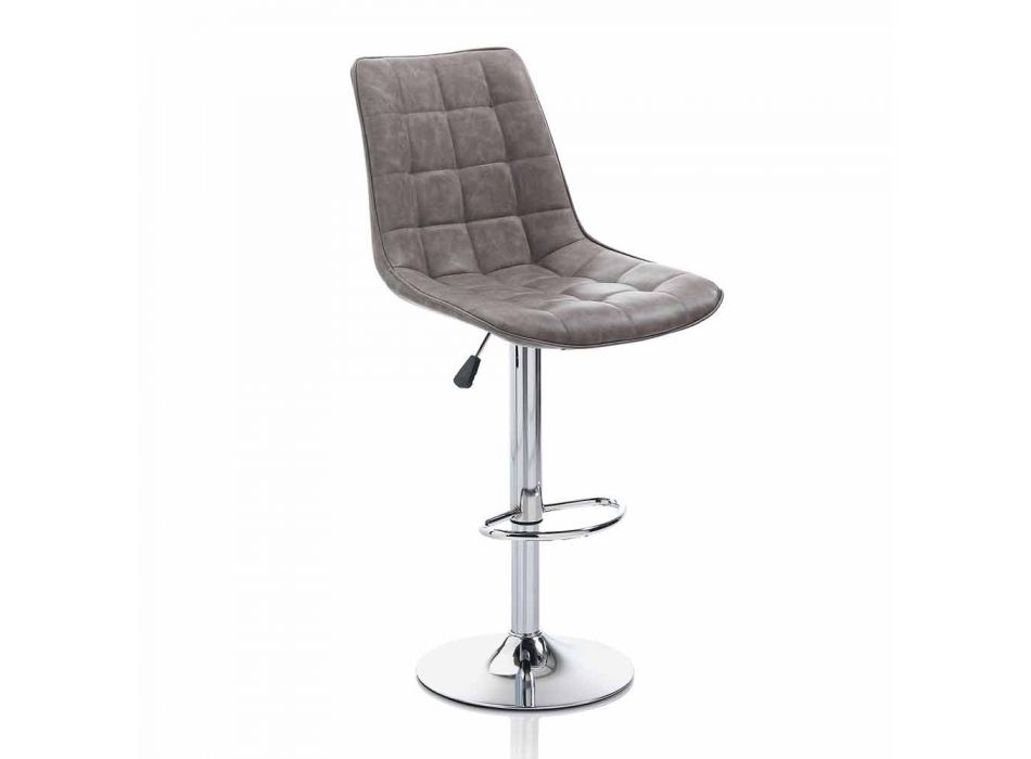 Scaun de design cu scaun din piele și structură cromată, 2 bucăți - Chiotta Viadurini