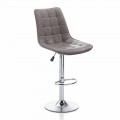 Scaun de design cu scaun din piele și structură cromată, 2 bucăți - Chiotta