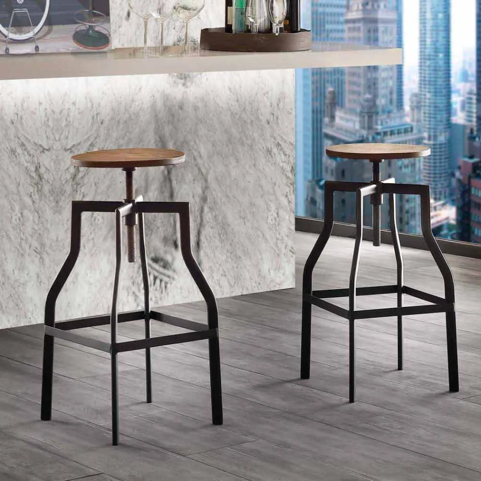 Scaun reglabil de design din metal și lemn produs în Italia Livorno Viadurini