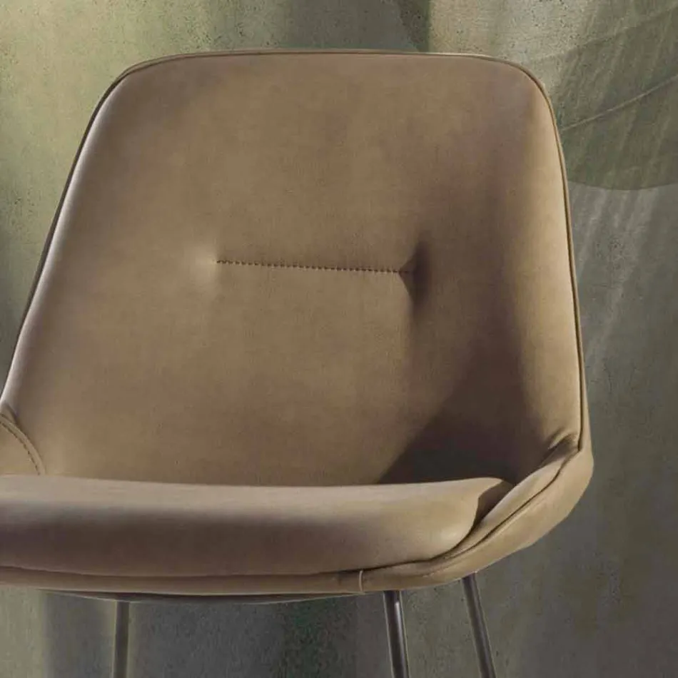 Scaun de design modern cu sanie din metal vopsit - Ines Viadurini