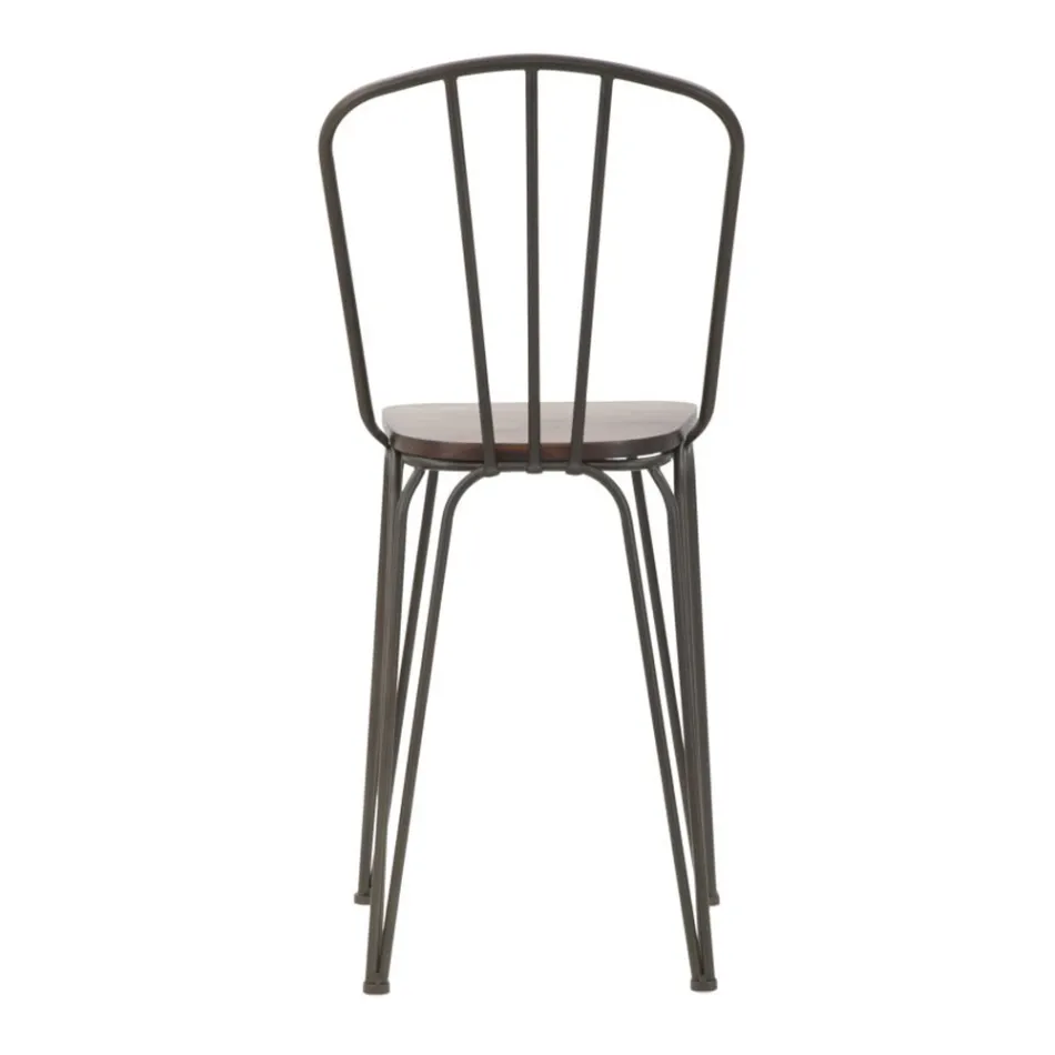 Scaun cu design modern in stil industrial din fier si lemn, 2 bucati - Erika Viadurini