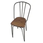 Scaun cu design modern in stil industrial din fier si lemn, 2 bucati - Erika Viadurini