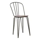 Scaun cu design modern in stil industrial din fier si lemn, 2 bucati - Erika Viadurini