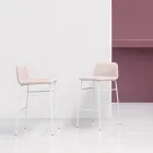 Taburet de lux Imbracat in Tesatura cu baza metalica Made in Italy - Molde Viadurini