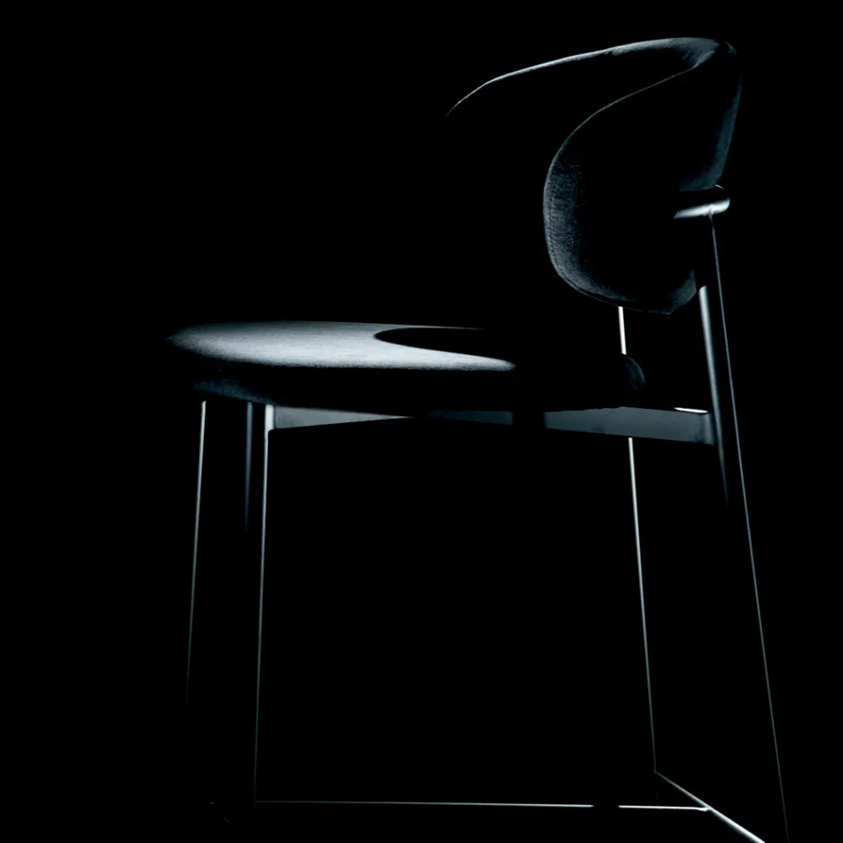 Taburet fix cu scaun și spătar din catifea Made in Italy - Cagliari Viadurini