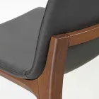 Scaun de bucătărie cu design fix din piele și lemn Made in Italy - Rocco Viadurini