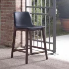 Scaun de bucătărie cu design fix din piele și lemn Made in Italy - Rocco Viadurini