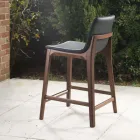 Scaun de bucătărie cu design fix din piele și lemn Made in Italy - Rocco Viadurini