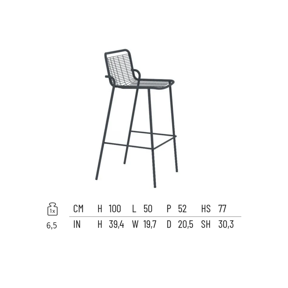 Taburet de exterior stivuibil din metal Made in Italy 2 piese - Vikas Viadurini