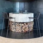 Taburet de exterior stivuibil din metal Made in Italy 2 piese - Vikas Viadurini