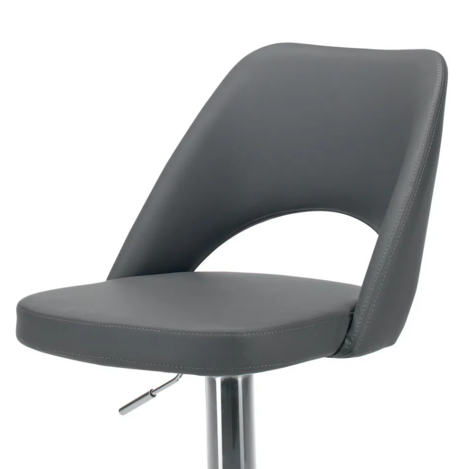 Taburet din piele ecologică și oțel cu lift pe gaz Made in Italy - Lorenza Viadurini