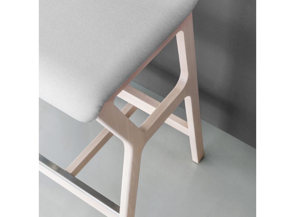 Scaun din fag masiv cu scaun din material fabricat in Italia - Regensburg Viadurini