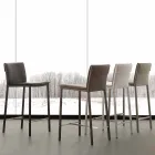 Scaun modern din metal și oțel și piele ecologică fabricat în Italia Prato Viadurini