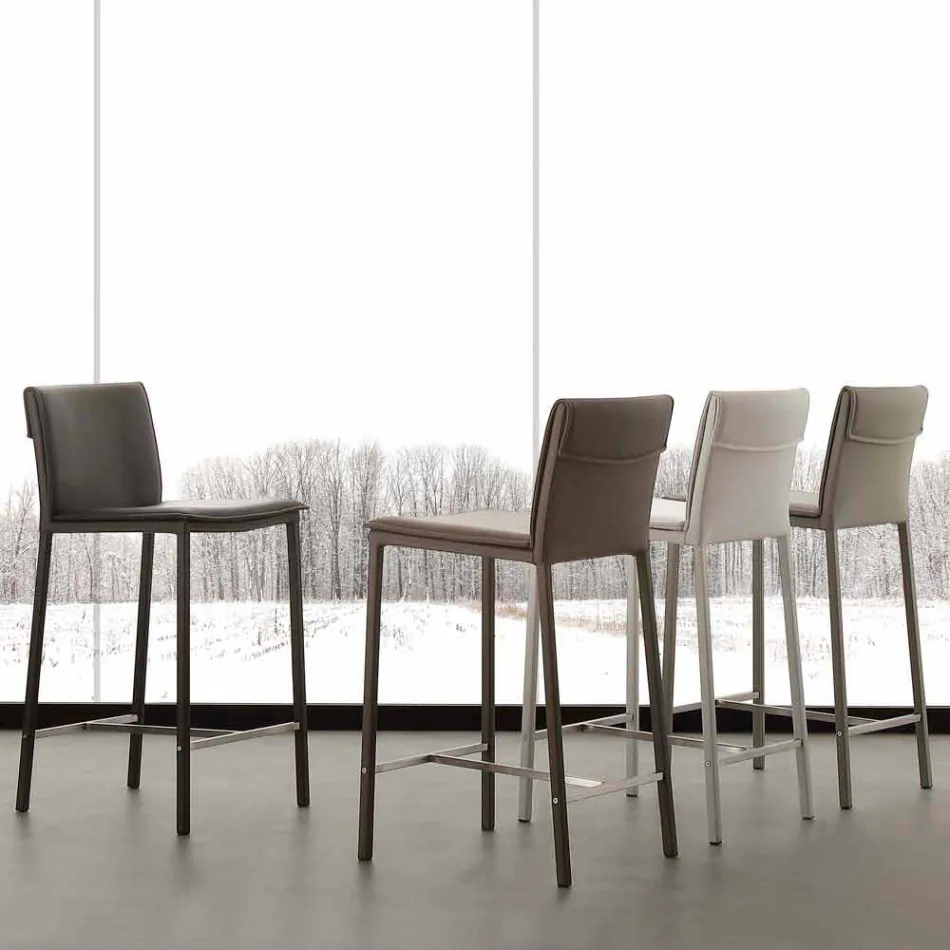 Scaun modern din metal și oțel și piele ecologică fabricat în Italia Prato Viadurini