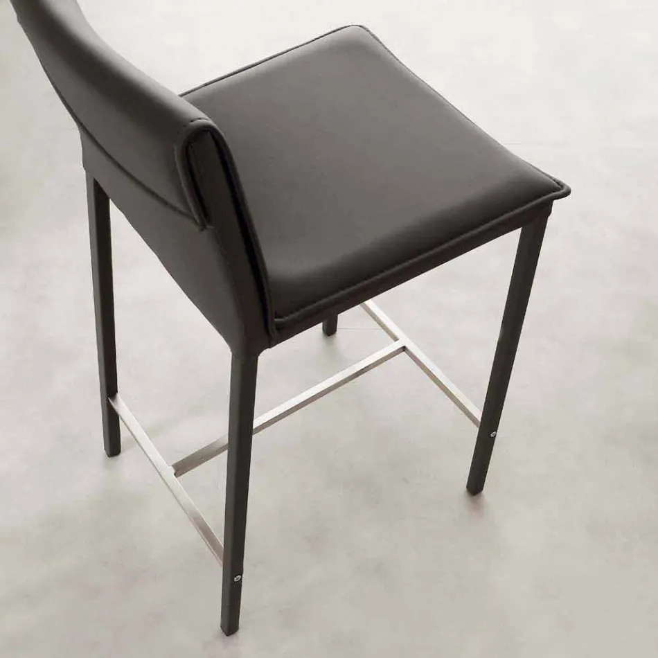 Scaun modern din metal și oțel și piele ecologică fabricat în Italia Prato Viadurini