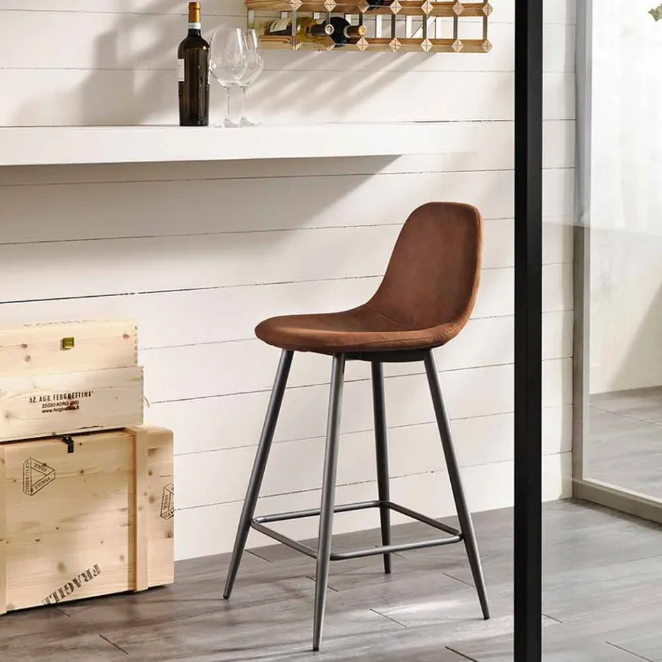 Scaun din piele si un design modern din metal Gino Viadurini