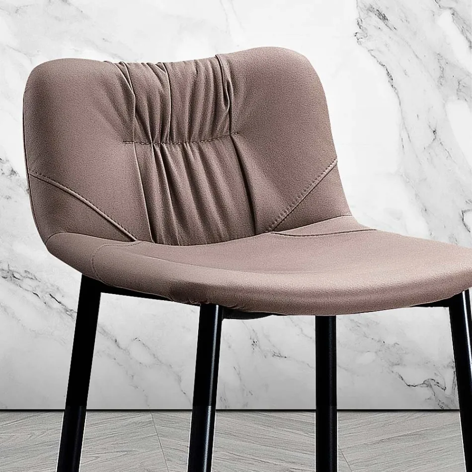 Scaun din țesătură Fibră Efect Piele și Metal Made in Italy - Gohan Viadurini