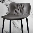 Scaun din țesătură Fibră Efect Piele și Metal Made in Italy - Gohan Viadurini